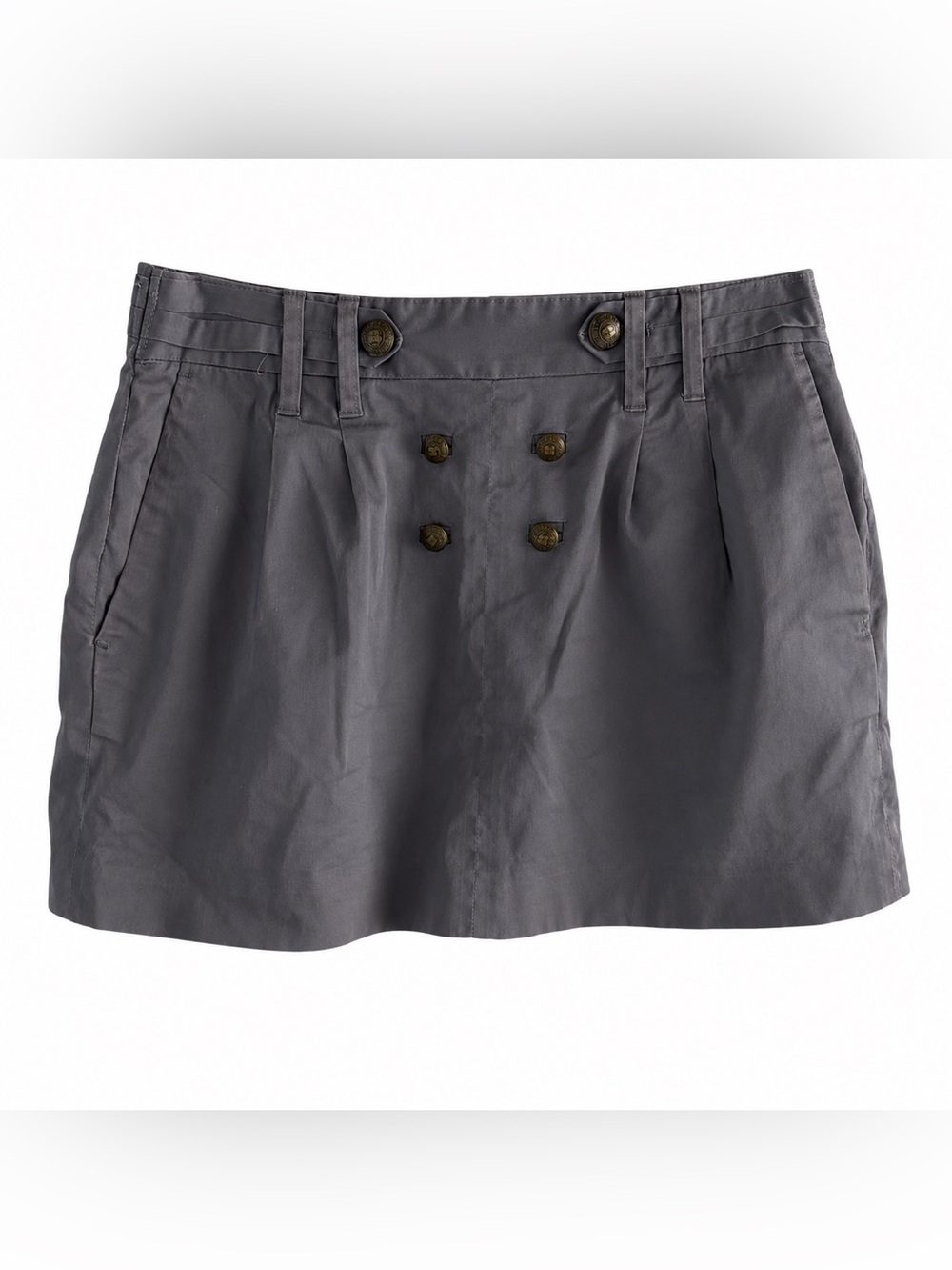 Vintage BCBG Grey Tailored Mini Skirt with Button Details - Size 4